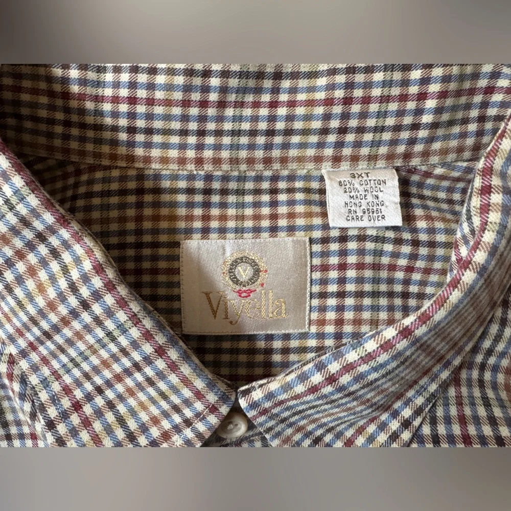 Viyella Men’s Oxford Long Sleeve Plaid Shirt Size 3XT - Picture 6 of 6